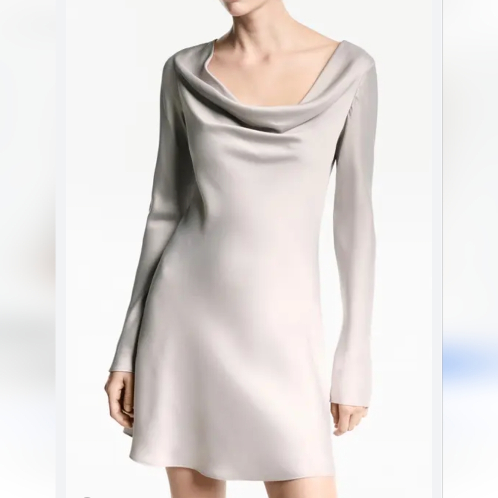Mango Cream Long-Sleeve Dress